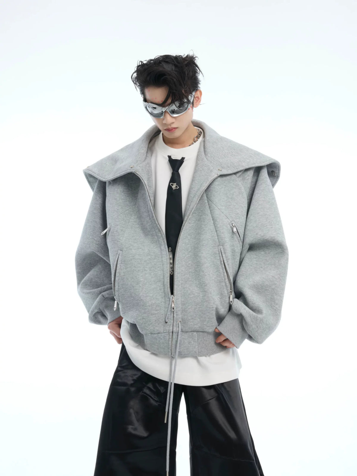 Deconstructed Zip Hoodie Jacket in Cotton Blend - main image 2