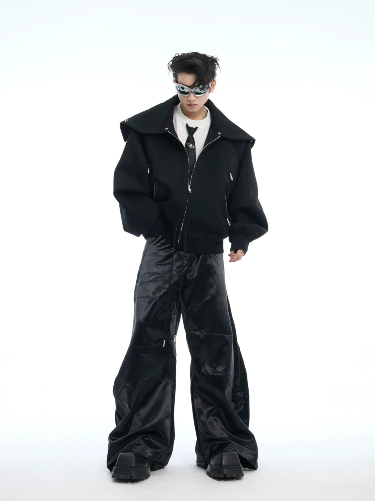 Deconstructed Zip Hoodie Jacket in Cotton Blend - main image 5