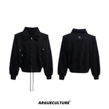 Deconstructed Zip Hoodie Jacket in Cotton Blend - Black Jacket