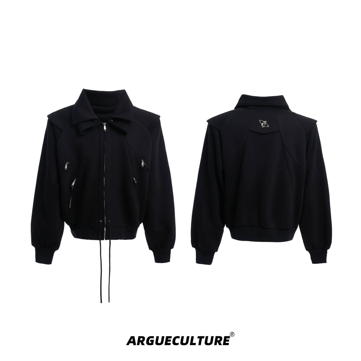 Deconstructed Zip Hoodie Jacket in Cotton Blend - Black Jacket