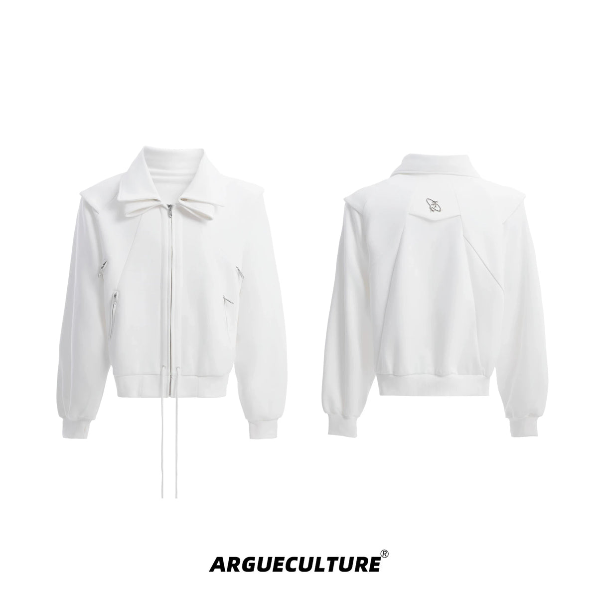 Deconstructed Zip Hoodie Jacket in Cotton Blend - White Jacket