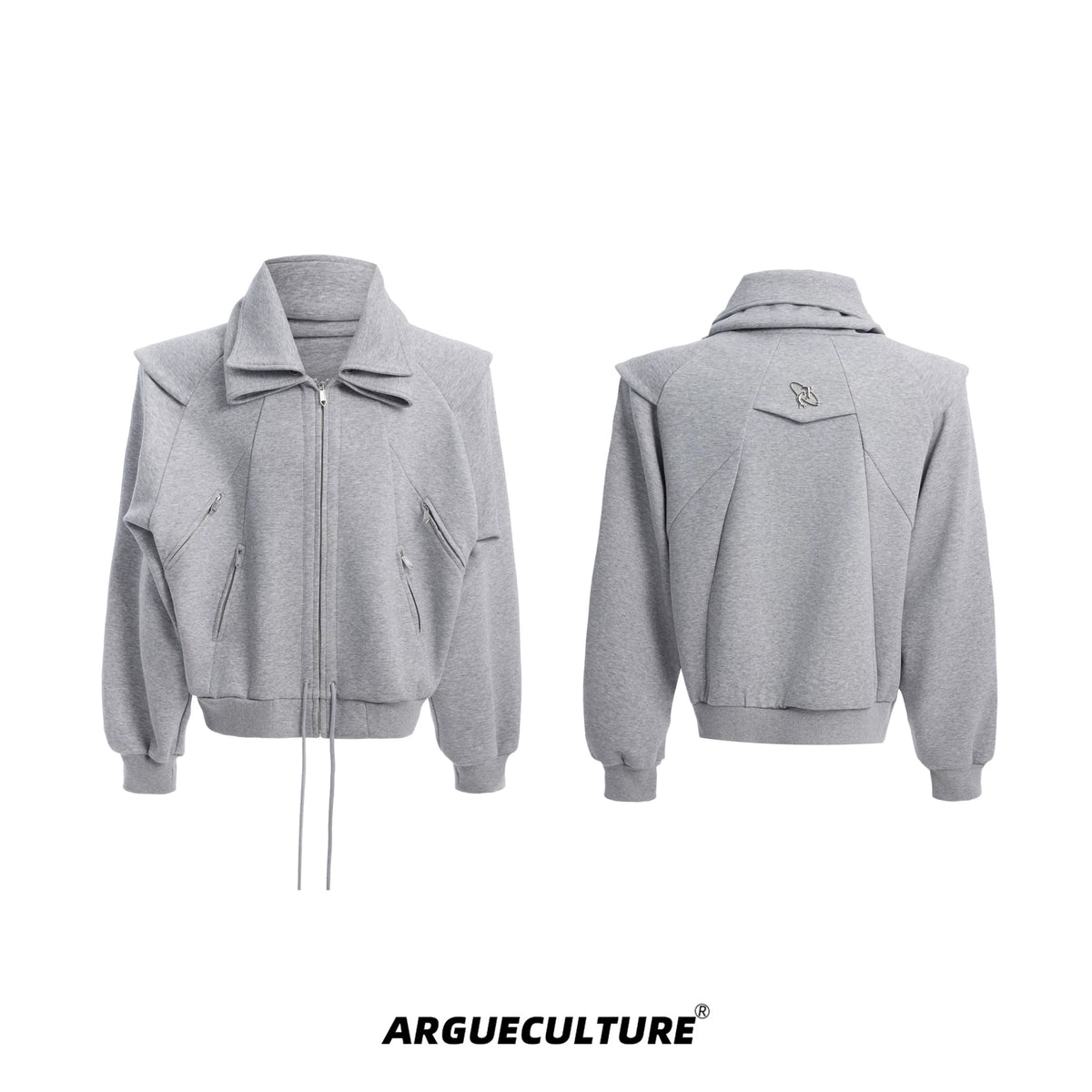 Deconstructed Zip Hoodie Jacket in Cotton Blend - Gray Jacket