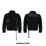 Deconstructed Washed Denim Jacket | Relaxed Fit - Black Jacket