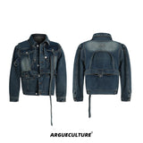 Deconstructed Washed Denim Jacket | Relaxed Fit - Blue Jacket