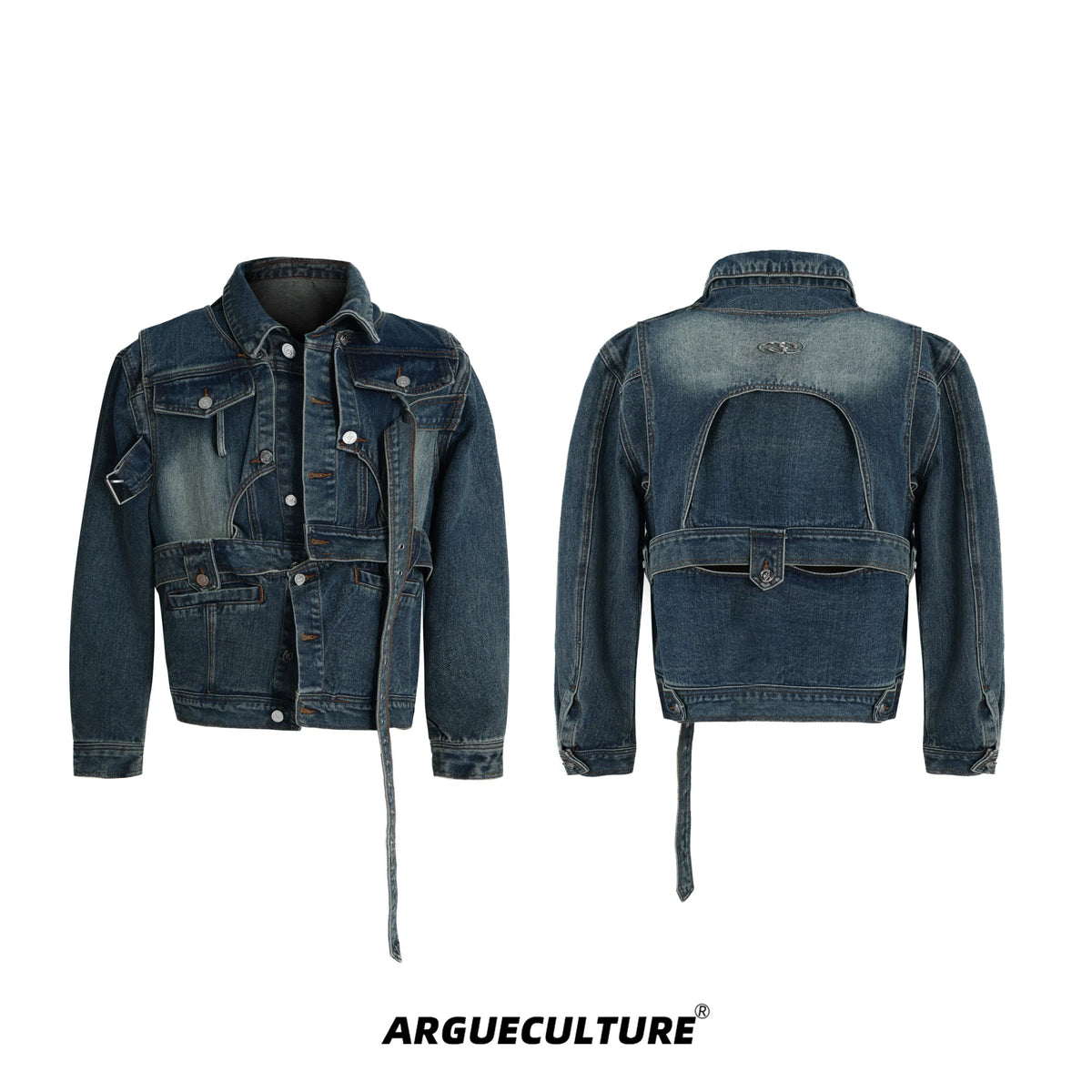 Deconstructed Washed Denim Jacket | Relaxed Fit - Blue Jacket