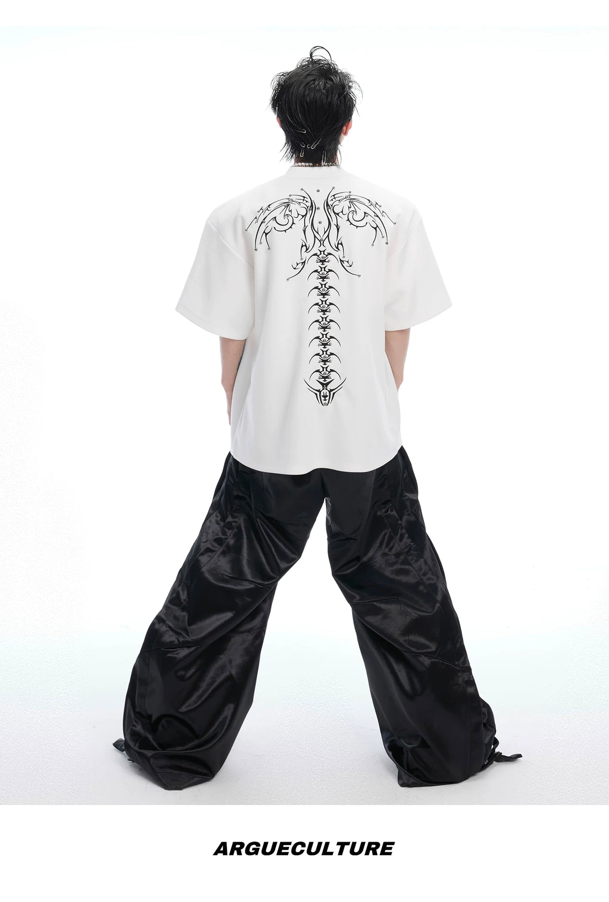 Spinal Bone Embroidered Oversized T-Shirt | Argue - description image 16