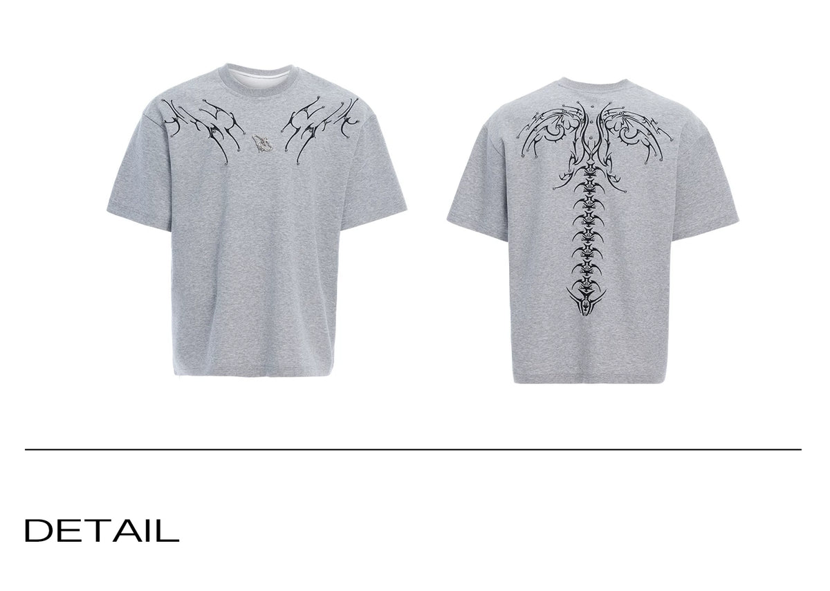 Spinal Bone Embroidered Oversized T-Shirt | Argue - description image 17