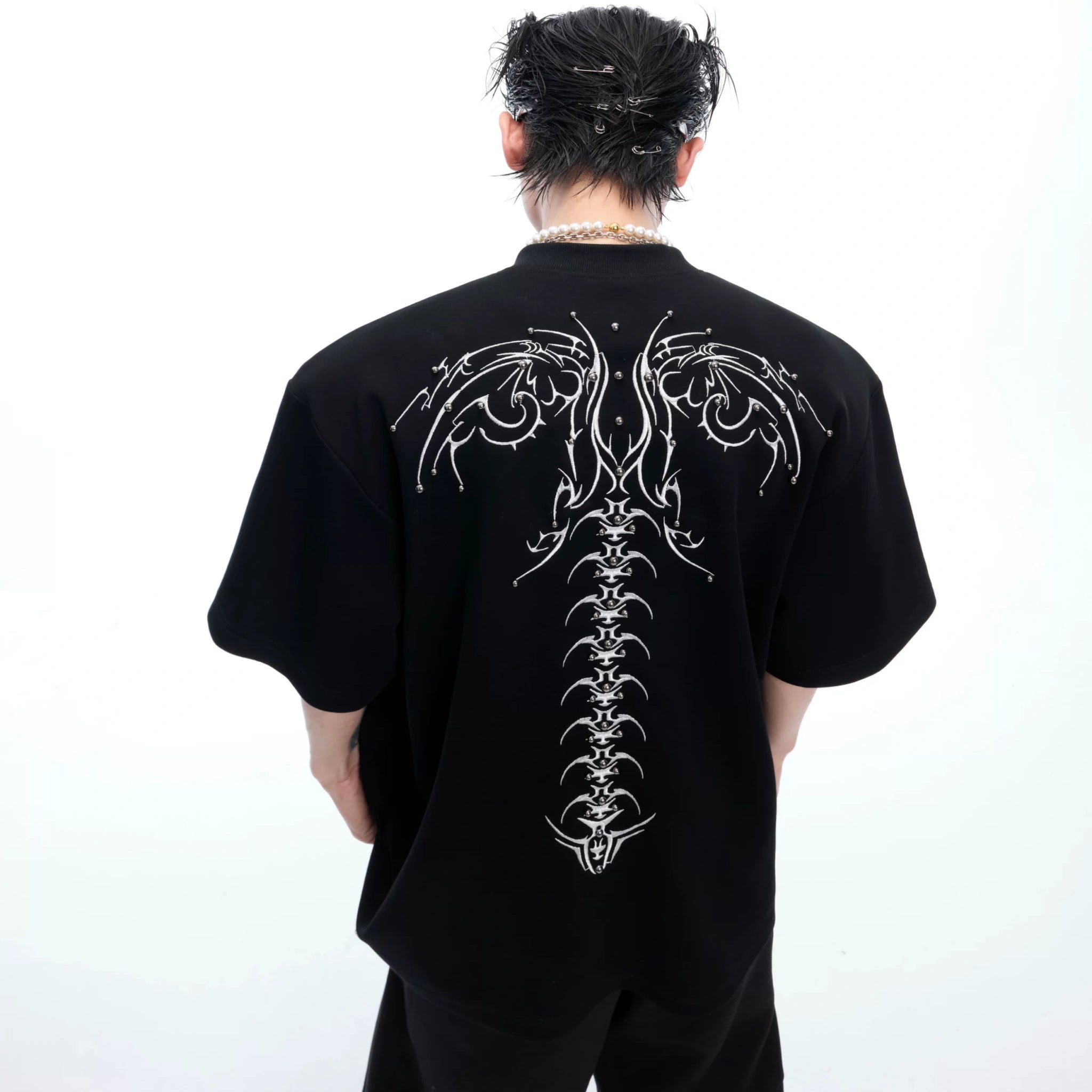 Spinal Bone Embroidered Oversized T-Shirt | Argue - main image 1