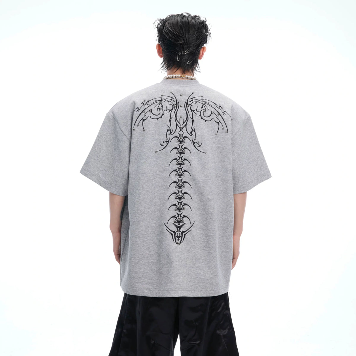 Spinal Bone Embroidered Oversized T-Shirt | Argue - main image 4