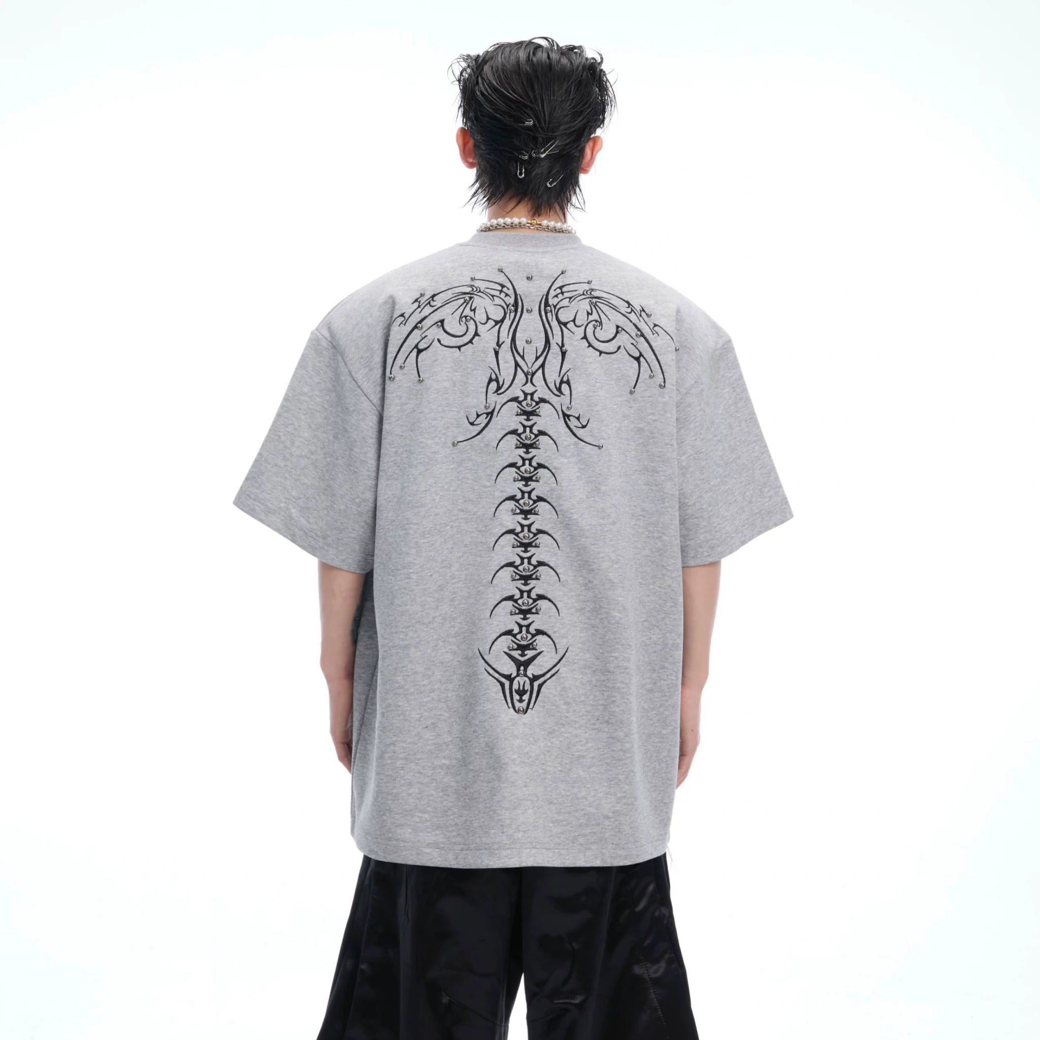 Spinal Bone Embroidered Oversized T-Shirt | Argue - main image 4
