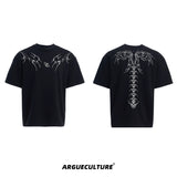 Spinal Bone Embroidered Oversized T-Shirt | Argue - Black
