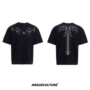 Spinal Bone Embroidered Oversized T-Shirt | Argue - Black