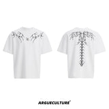 Spinal Bone Embroidered Oversized T-Shirt | Argue - White