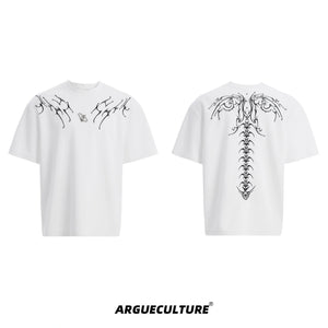 Spinal Bone Embroidered Oversized T-Shirt | Argue - White