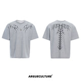 Spinal Bone Embroidered Oversized T-Shirt | Argue - Gray