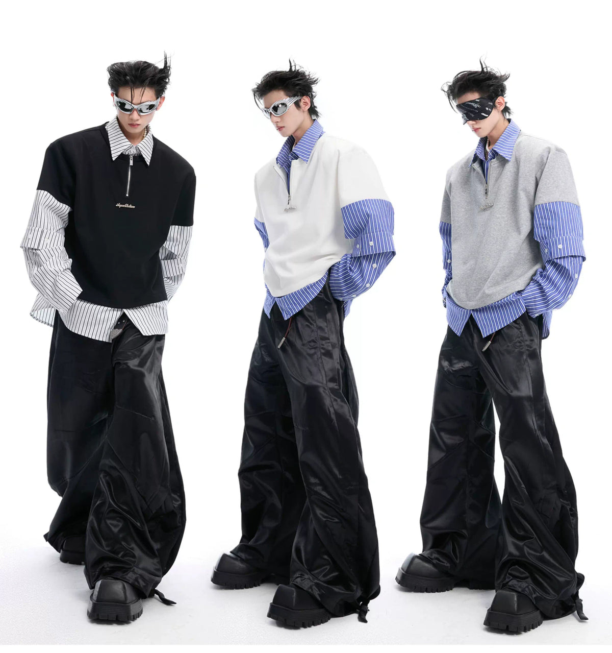 Relaxed Striped Faux-Two-Piece Shirt | Unisex Streetwear - description image 4