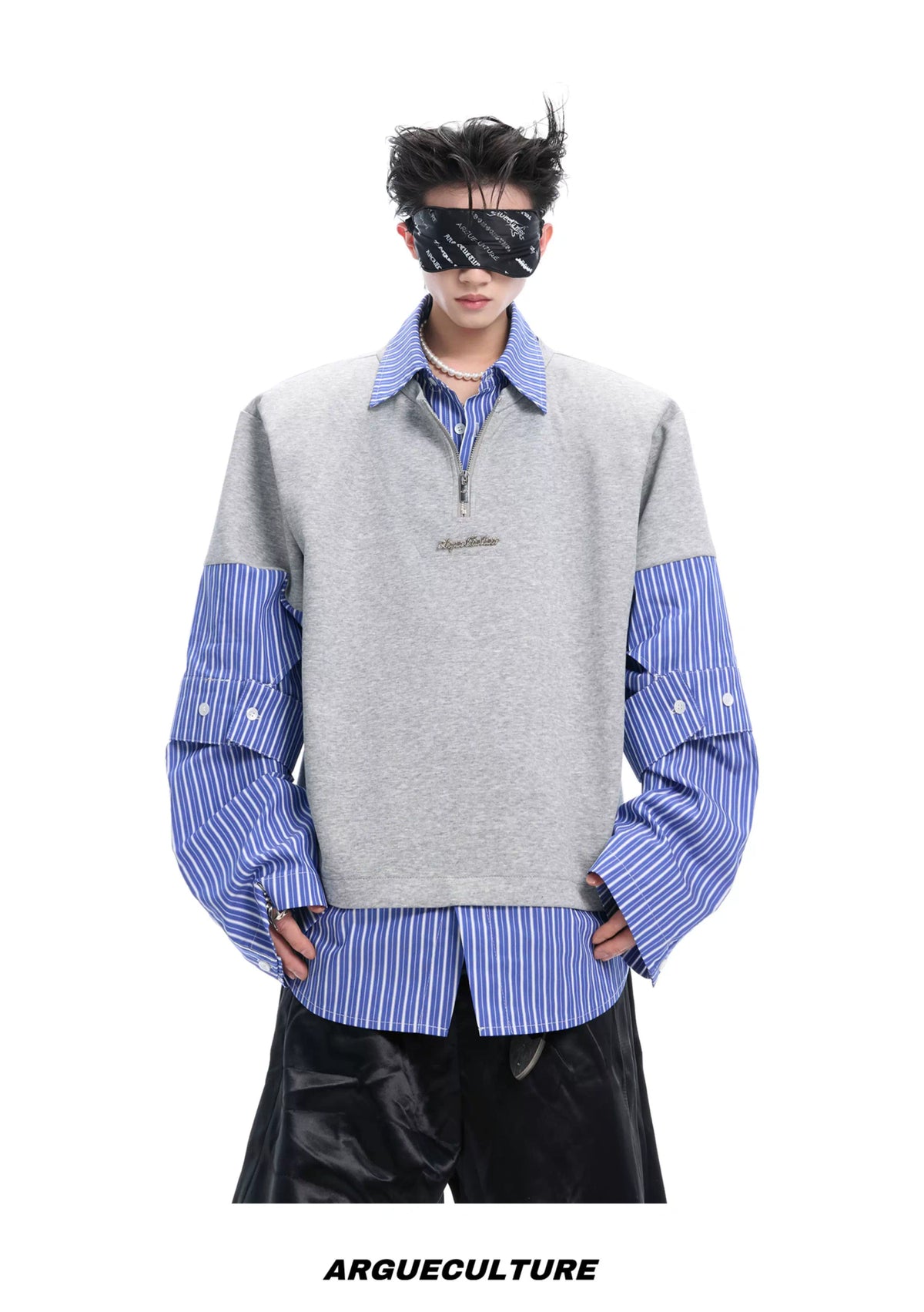 Relaxed Striped Faux-Two-Piece Shirt | Unisex Streetwear - description image 8