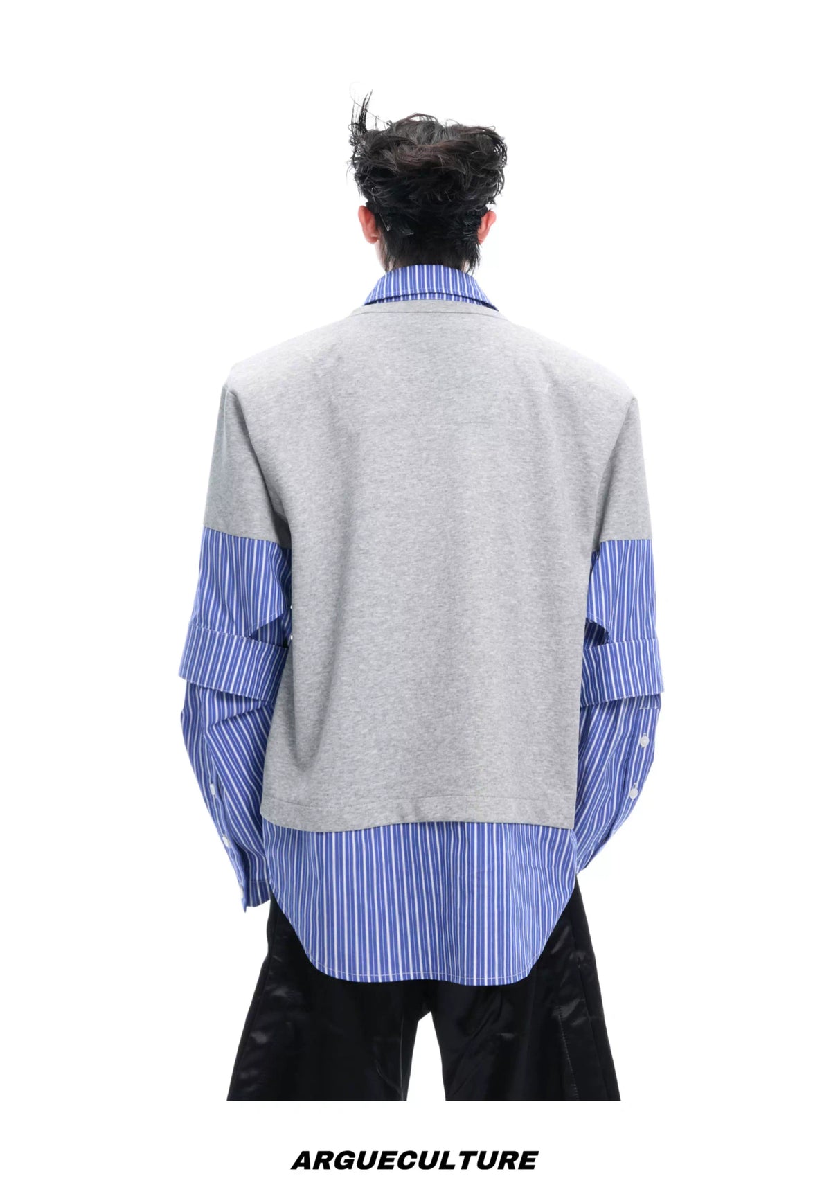 Relaxed Striped Faux-Two-Piece Shirt | Unisex Streetwear - description image 12