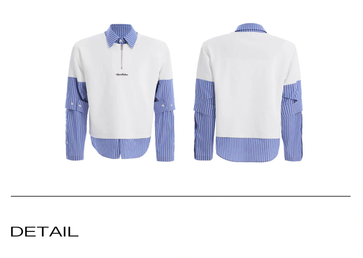 Relaxed Striped Faux-Two-Piece Shirt | Unisex Streetwear - description image 17