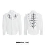 Embroidered Bone Motif Shirt | Relaxed Cotton Button-Up - White