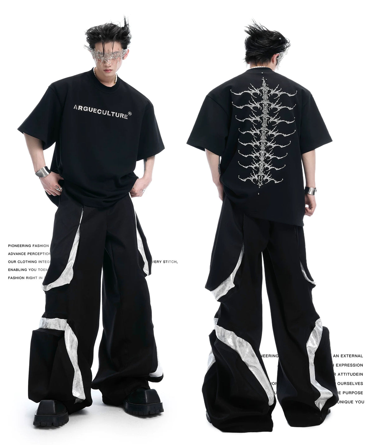 Embroidered Spine Graphic Cotton T-Shirt - description image 2