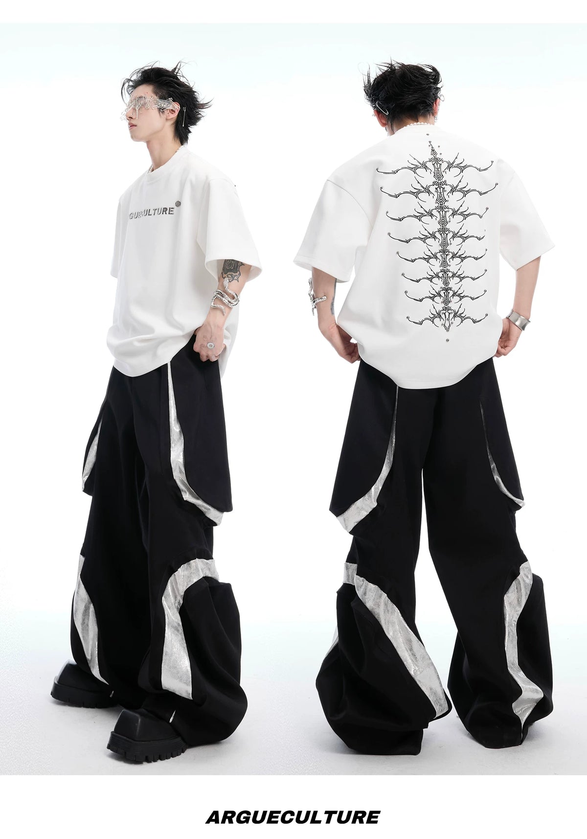 Embroidered Spine Graphic Cotton T-Shirt - description image 14