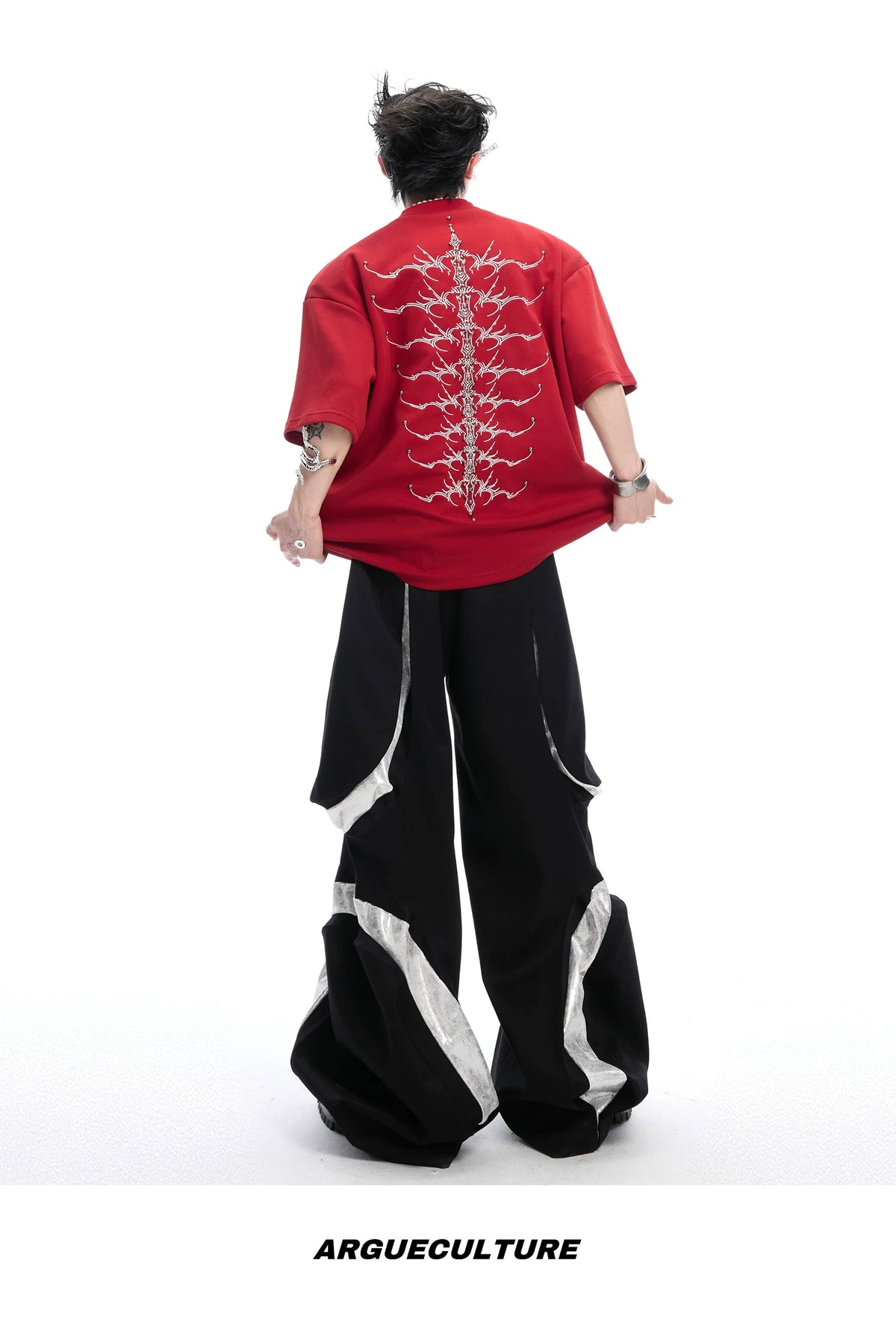 Embroidered Spine Graphic Cotton T-Shirt - description image 16