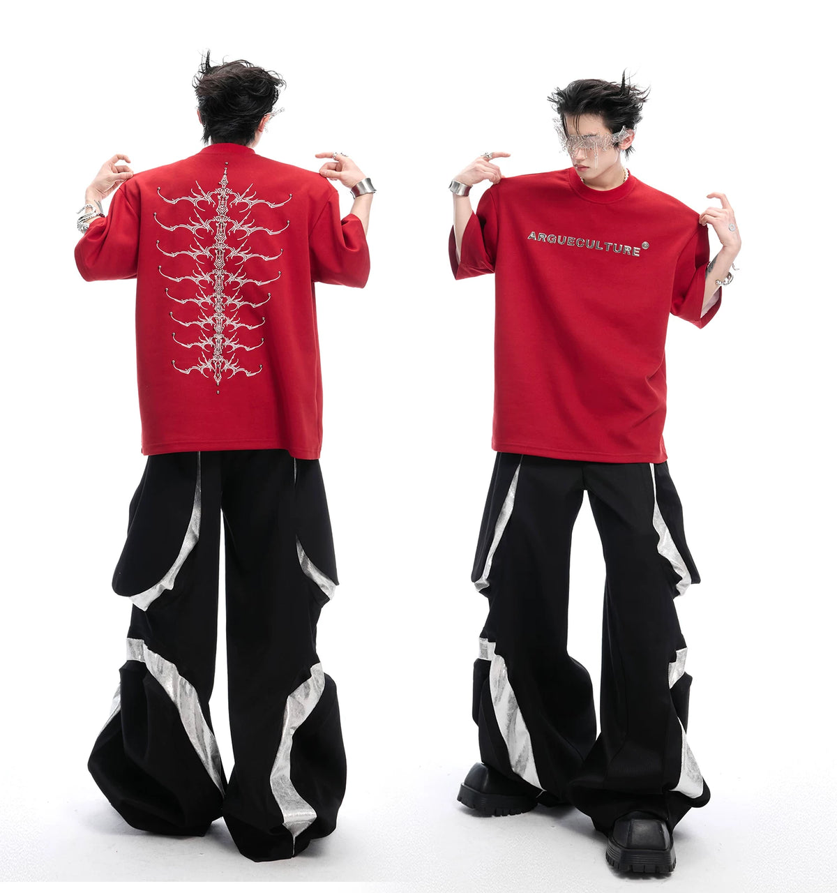 Embroidered Spine Graphic Cotton T-Shirt - description image 17