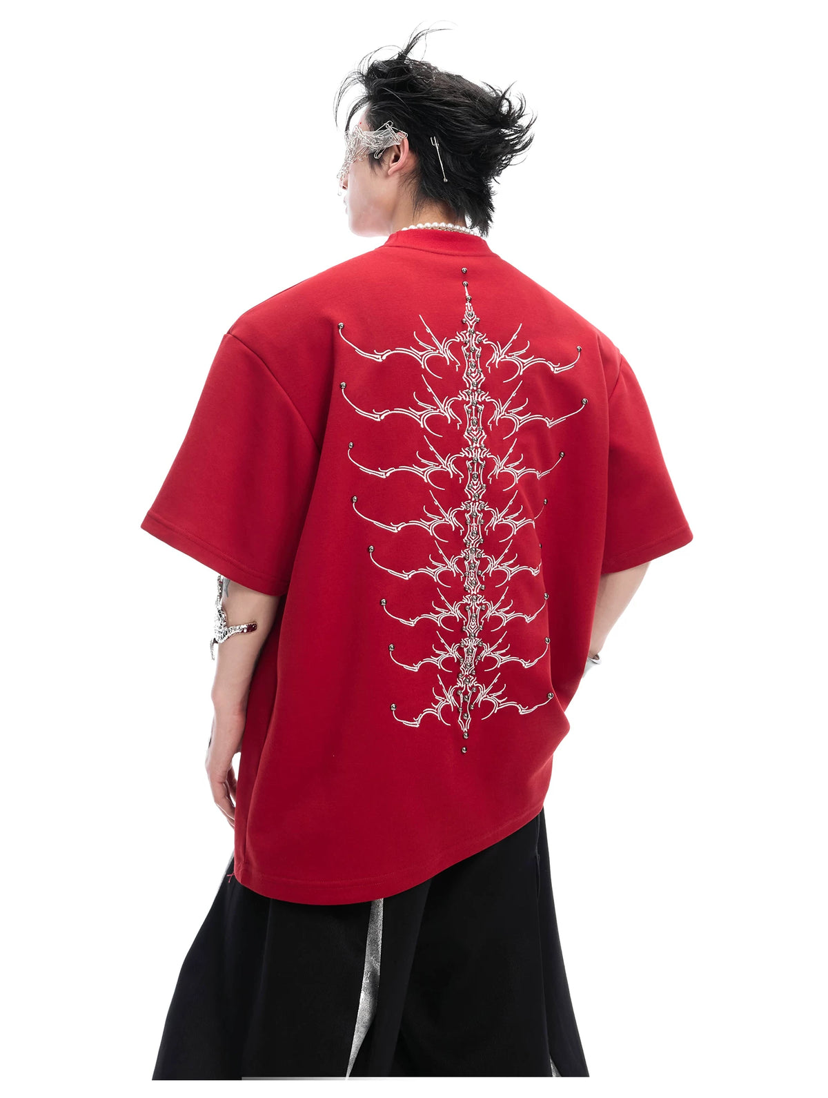 Embroidered Spine Graphic Cotton T-Shirt - description image 18
