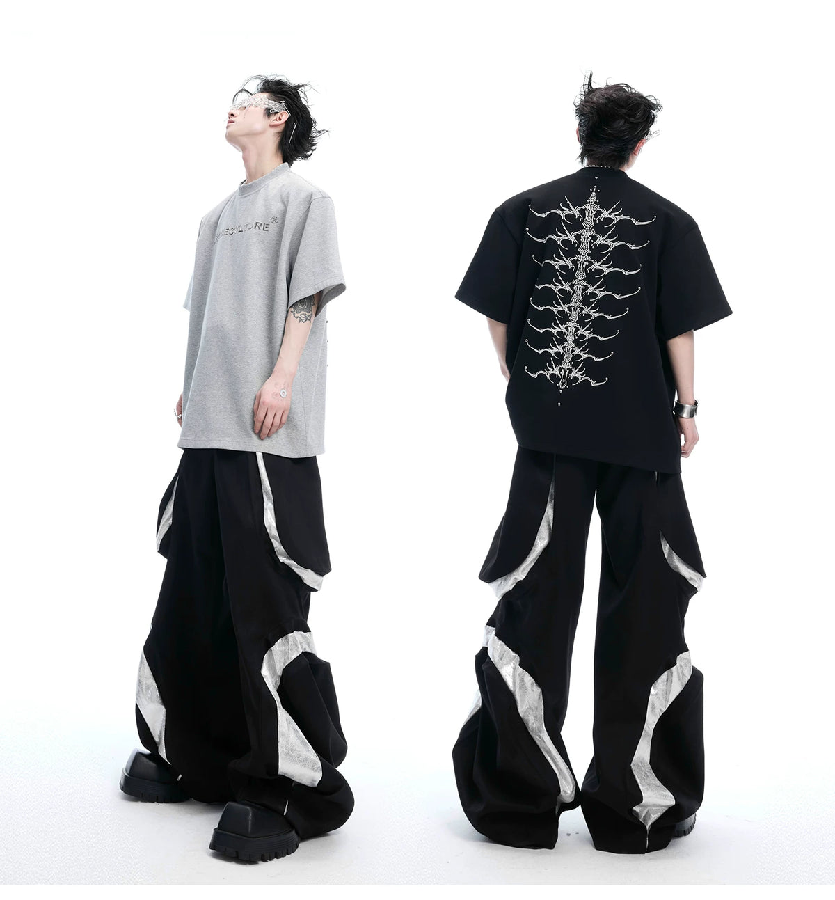 Embroidered Spine Graphic Cotton T-Shirt - description image 20