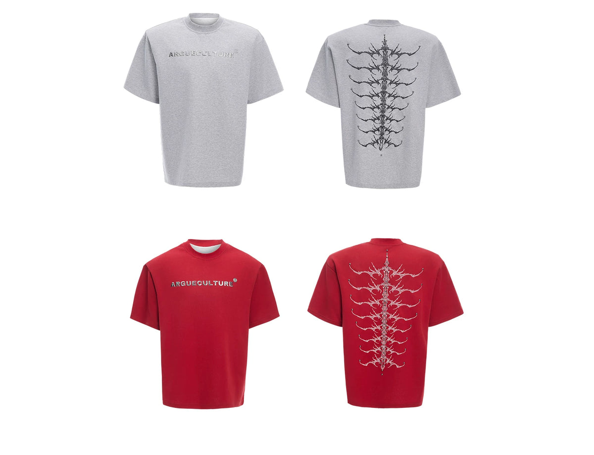 Embroidered Spine Graphic Cotton T-Shirt - description image 28