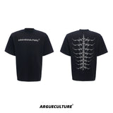 Embroidered Spine Graphic Cotton T-Shirt - Black T-Shirt