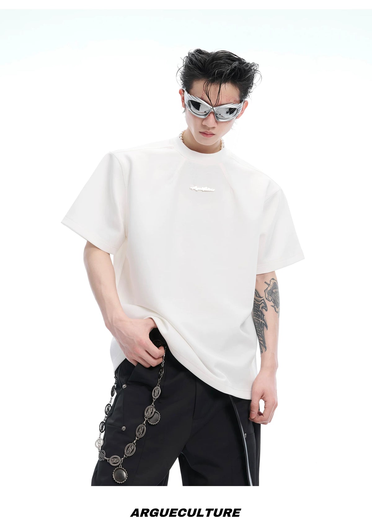 Boxy Cotton T-Shirt with Embroidered Spine Detail - description image 7
