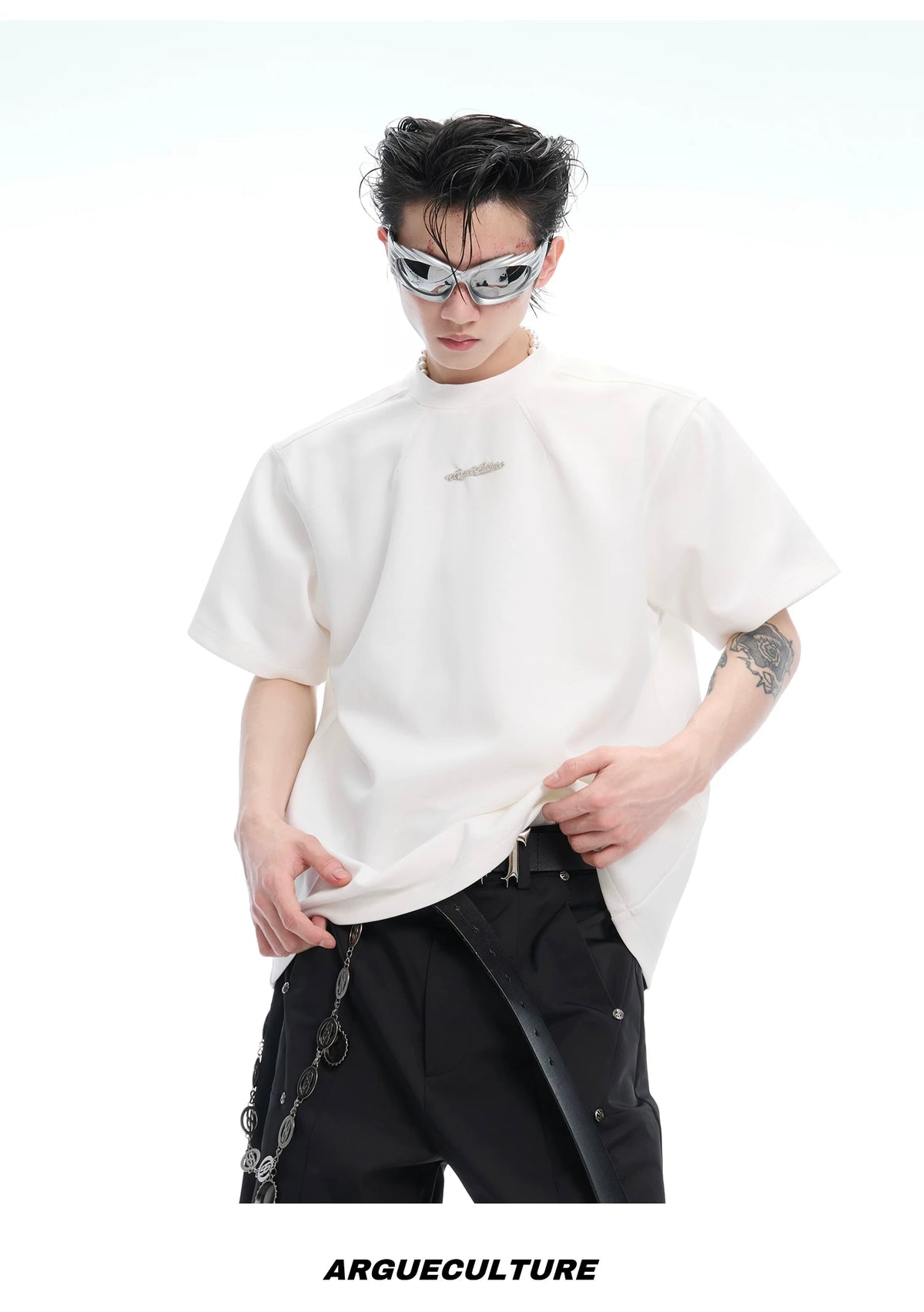 Boxy Cotton T-Shirt with Embroidered Spine Detail - description image 8
