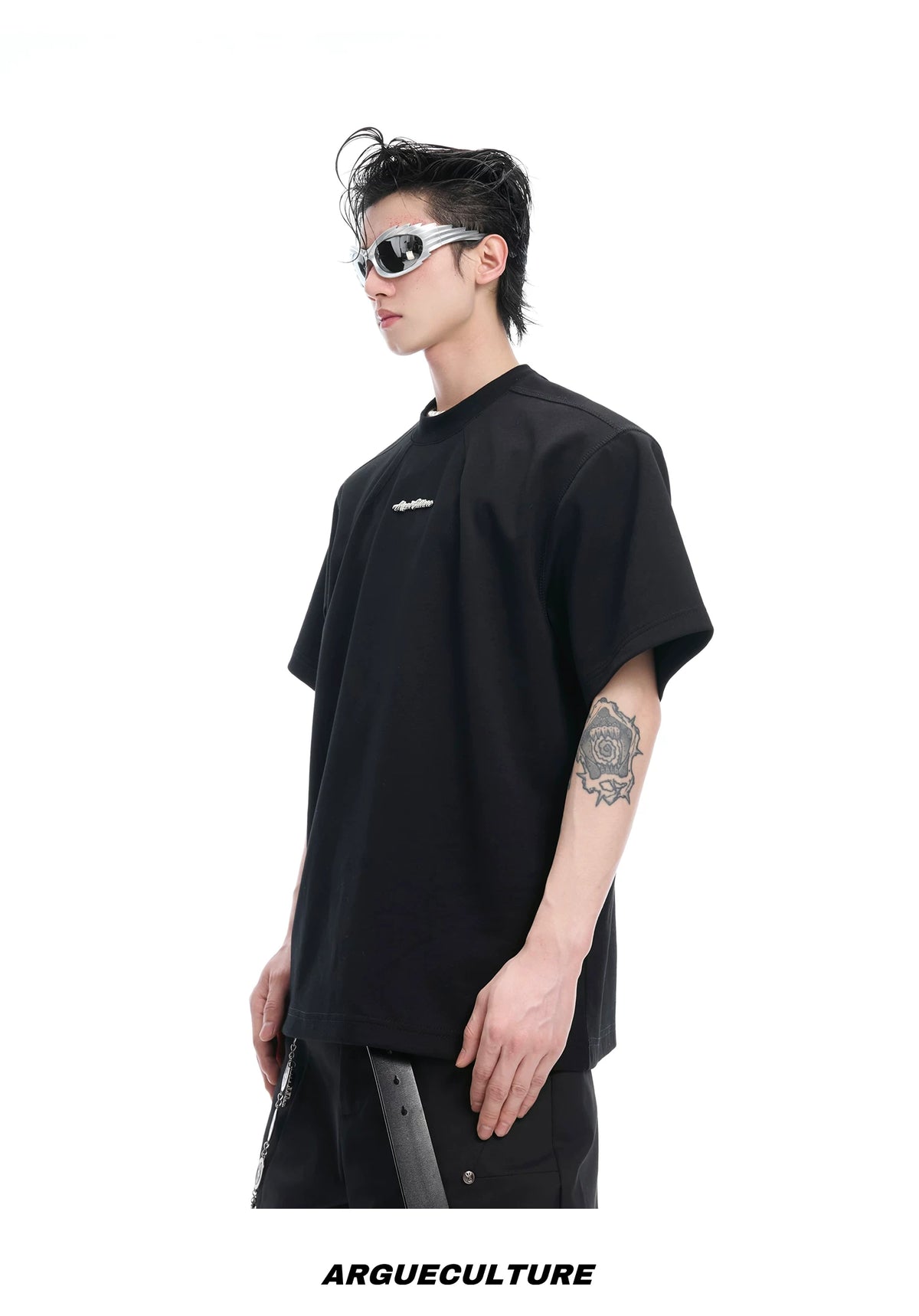 Boxy Cotton T-Shirt with Embroidered Spine Detail - description image 9