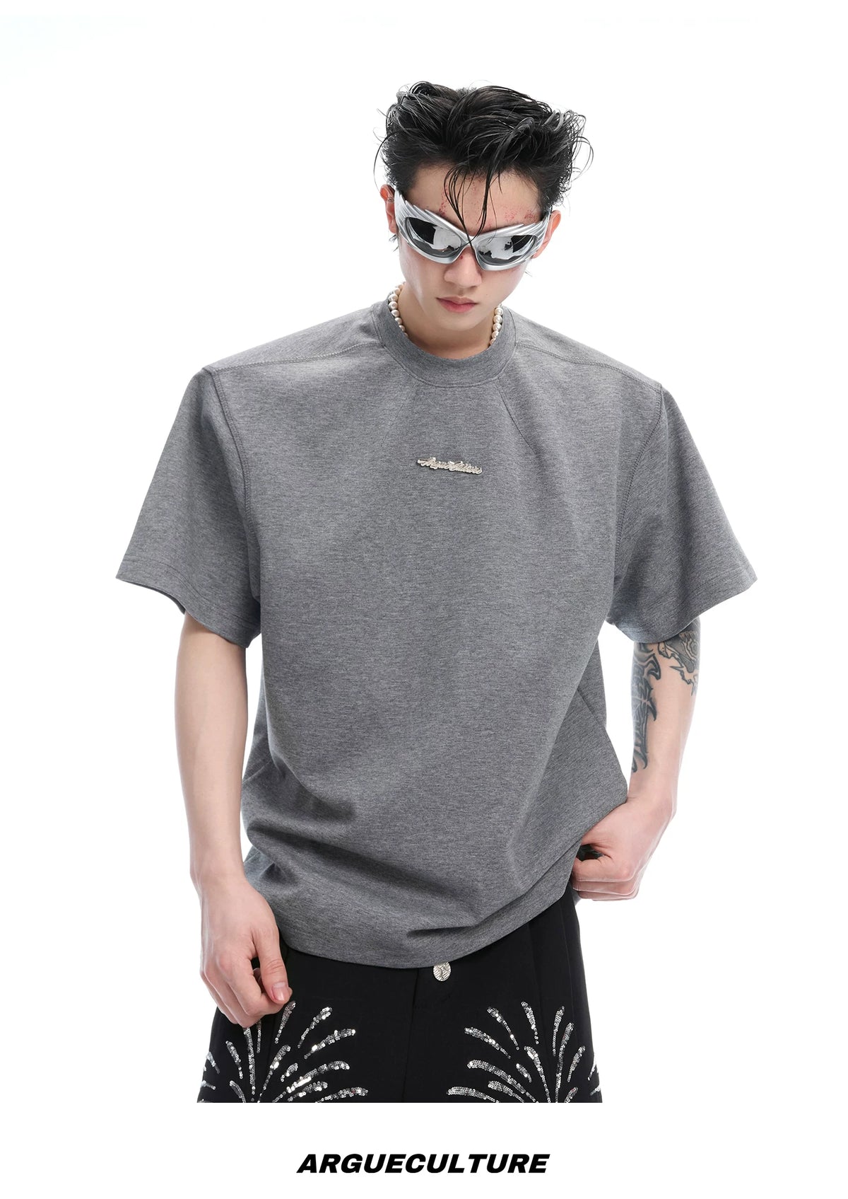 Boxy Cotton T-Shirt with Embroidered Spine Detail - description image 10