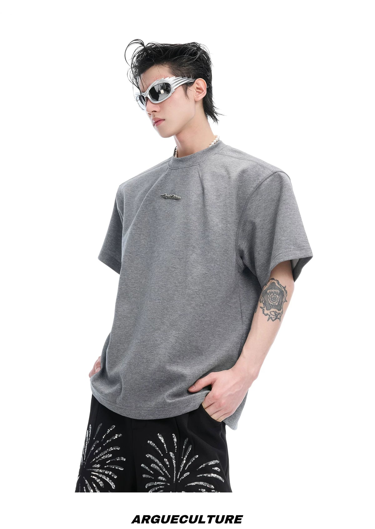 Boxy Cotton T-Shirt with Embroidered Spine Detail - description image 11