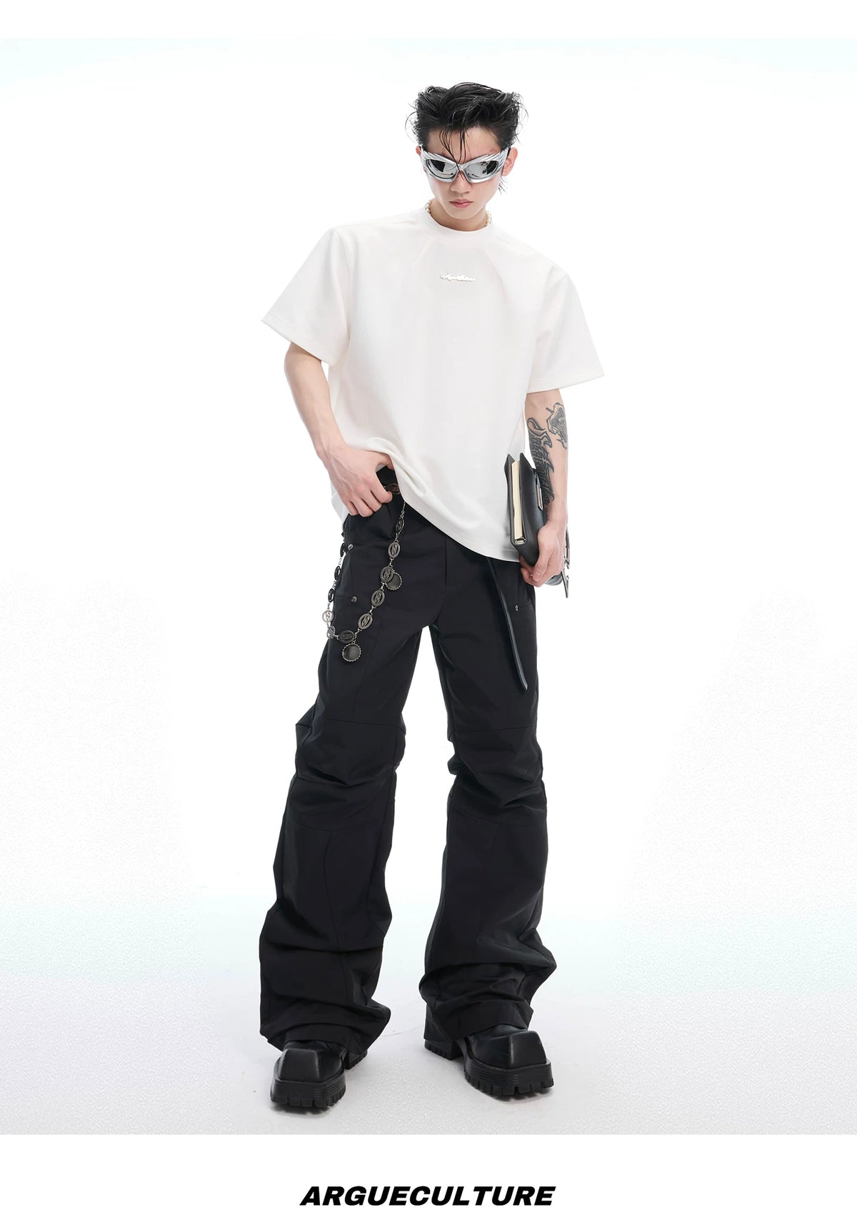 Boxy Cotton T-Shirt with Embroidered Spine Detail - description image 13