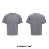 Boxy Cotton T-Shirt with Embroidered Spine Detail - Gray