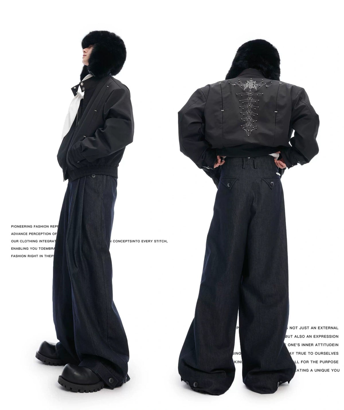 Heavyweight Raw Denim Wide-Leg Jeans | Relaxed Fit - description image 2