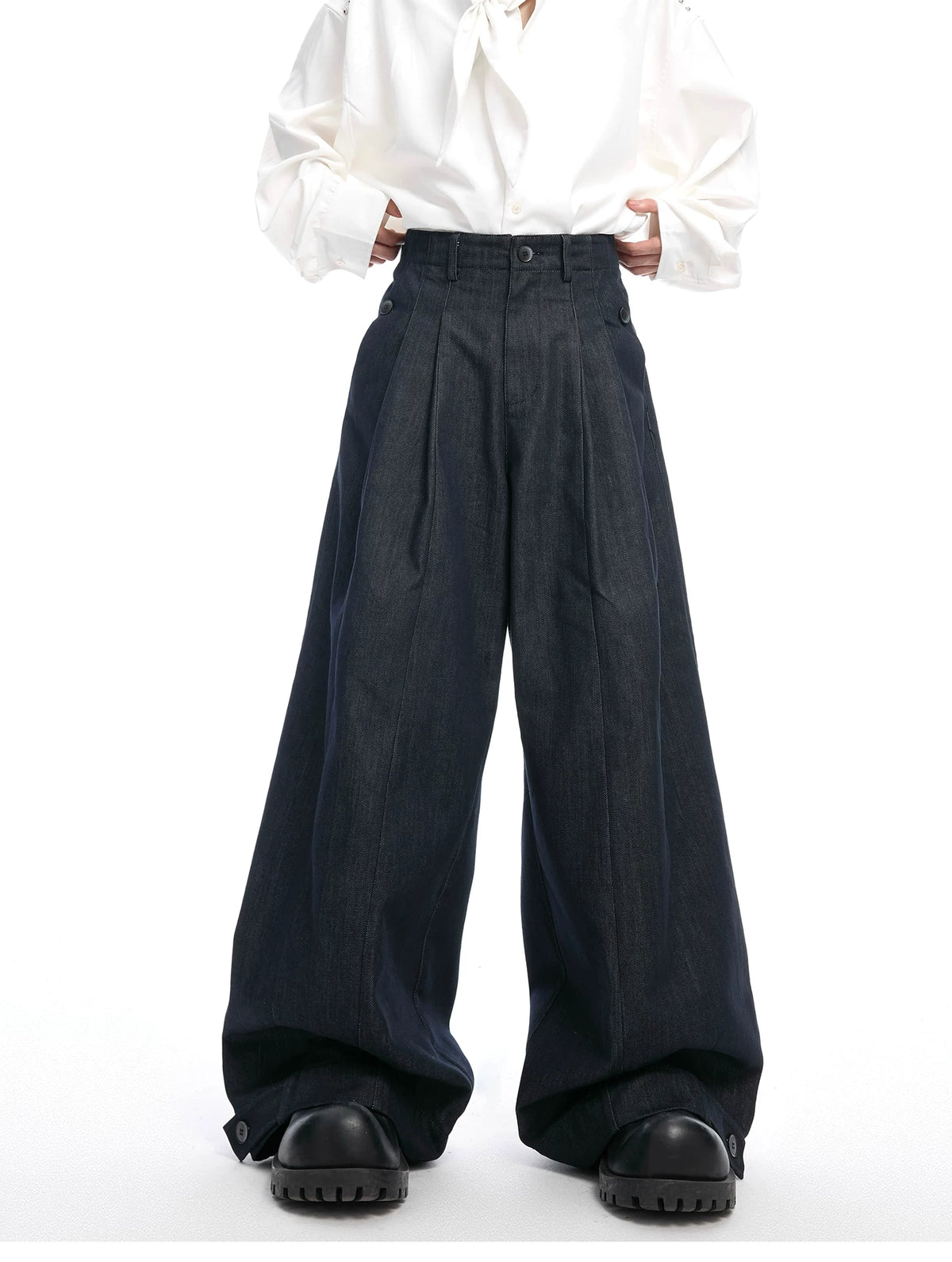Heavyweight Raw Denim Wide-Leg Jeans | Relaxed Fit - description image 3