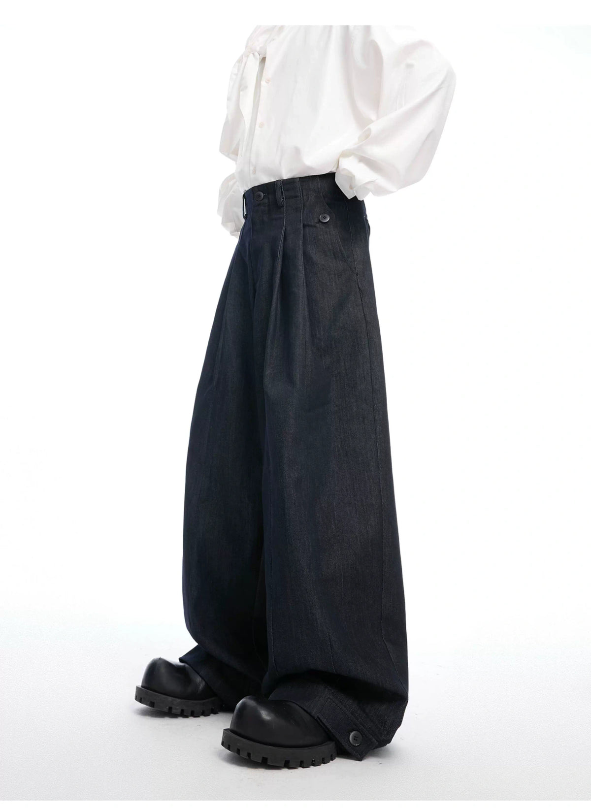 Heavyweight Raw Denim Wide-Leg Jeans | Relaxed Fit - description image 5