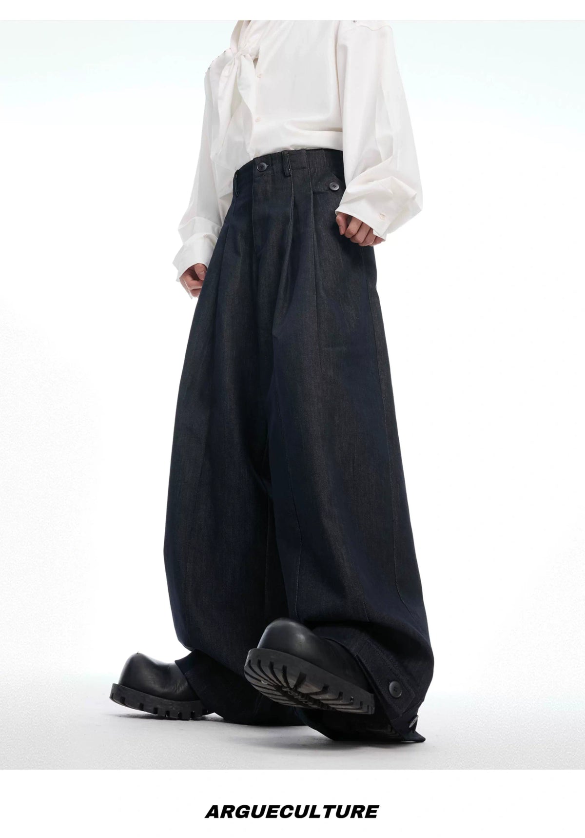 Heavyweight Raw Denim Wide-Leg Jeans | Relaxed Fit - description image 9