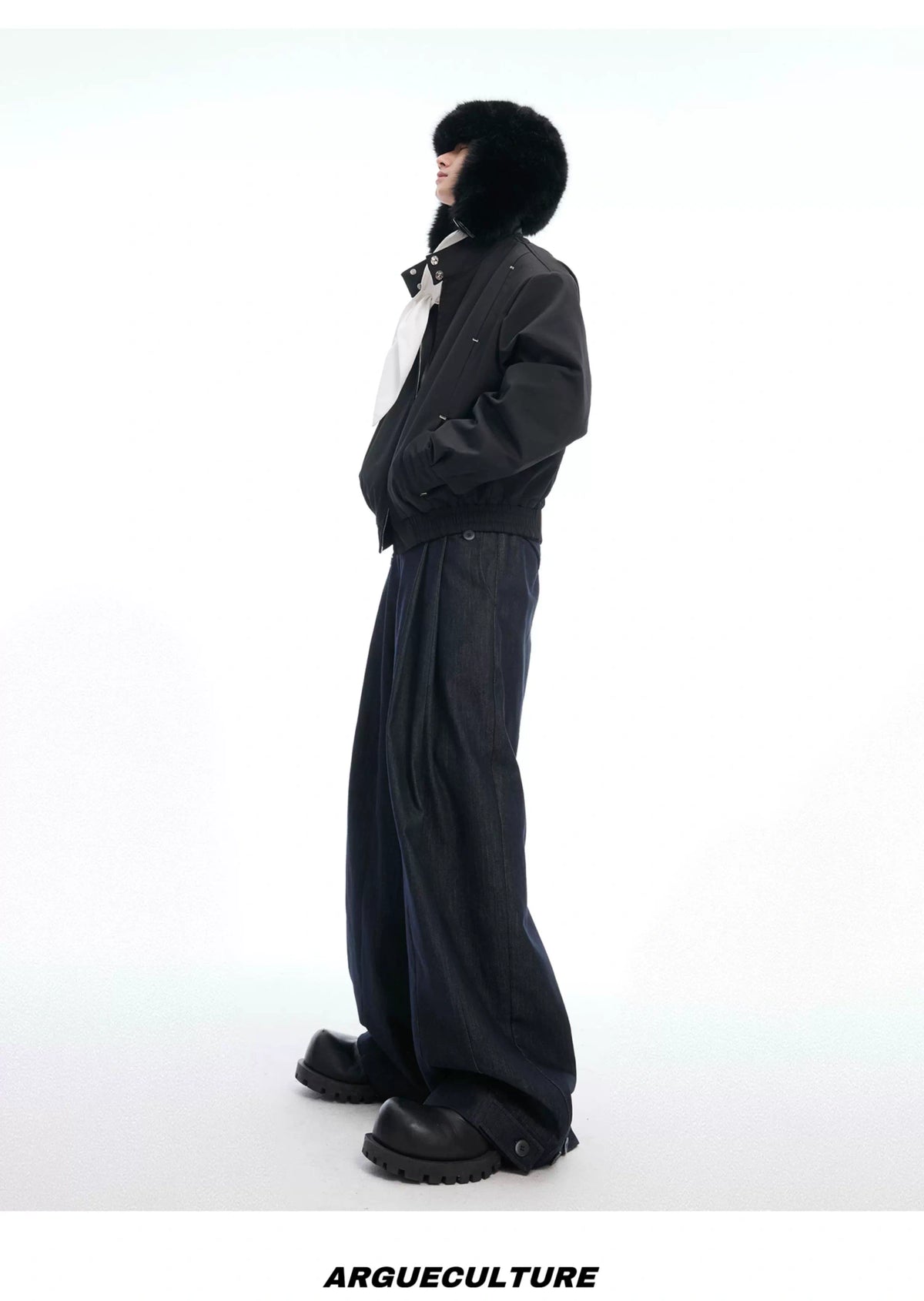 Heavyweight Raw Denim Wide-Leg Jeans | Relaxed Fit - description image 11