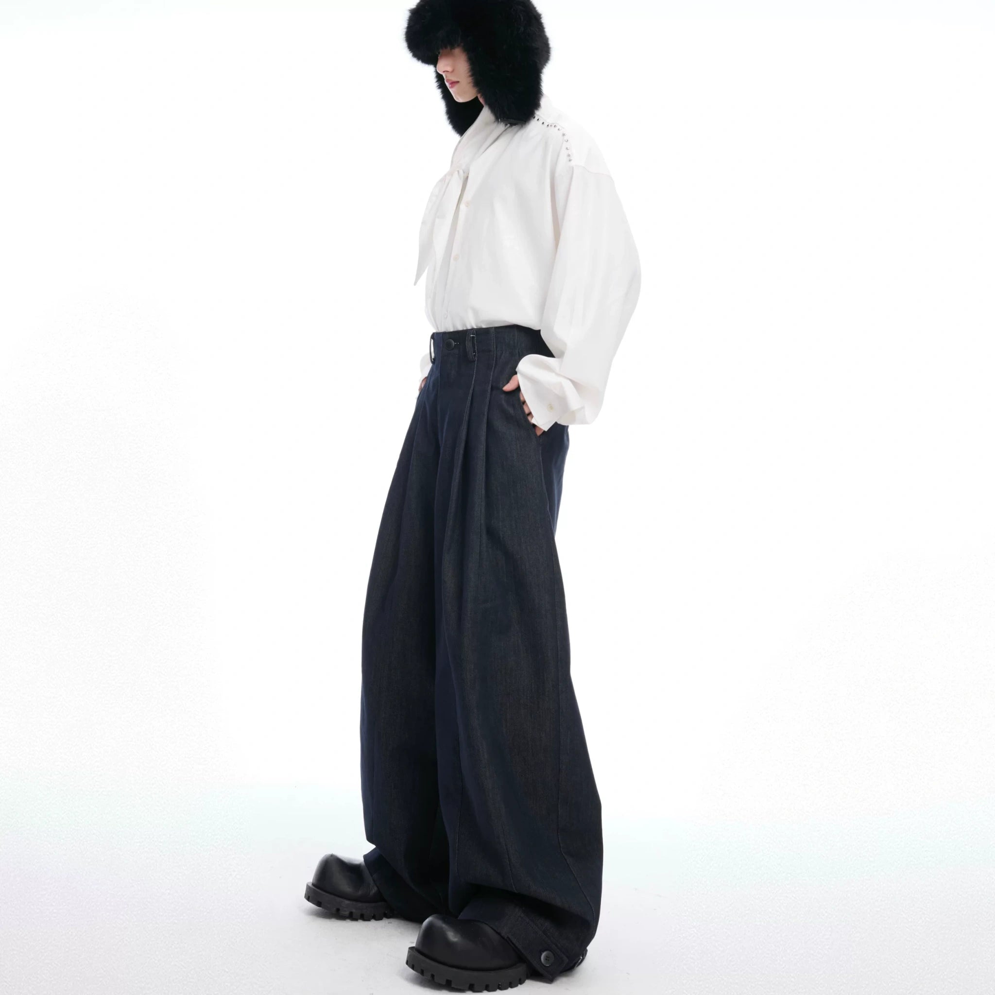 Heavyweight Raw Denim Wide-Leg Jeans | Relaxed Fit - main image 5