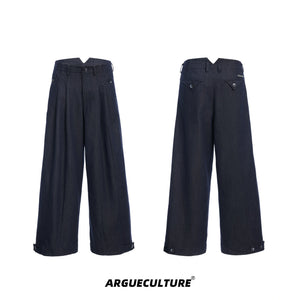 Heavyweight Raw Denim Wide-Leg Jeans | Relaxed Fit - Blue Pants