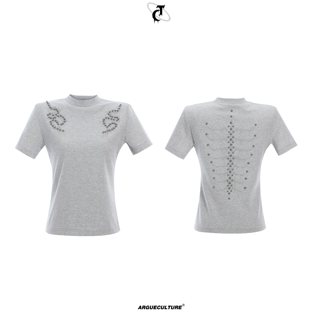 Spine Embroidered Fitted T-Shirt | Unisex Streetwear - description image 2