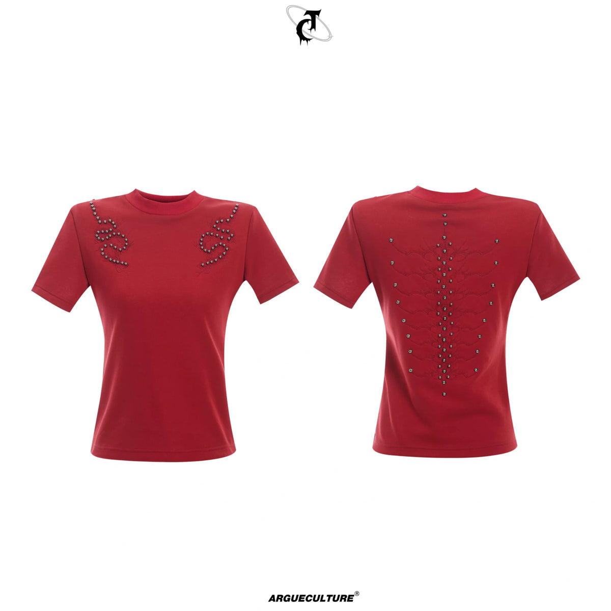 Spine Embroidered Fitted T-Shirt | Unisex Streetwear - main image 2