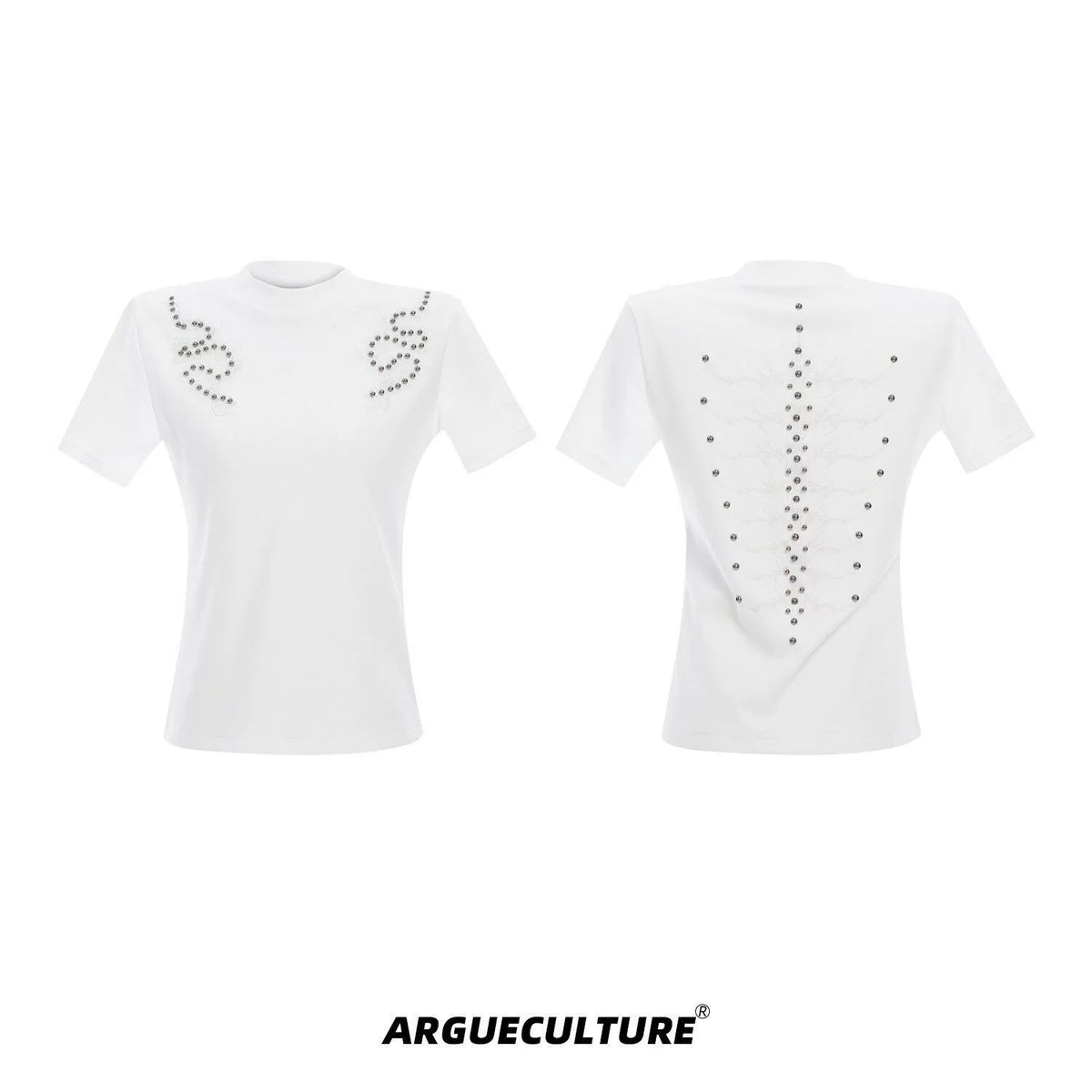 Spine Embroidered Fitted T-Shirt | Unisex Streetwear - White Top