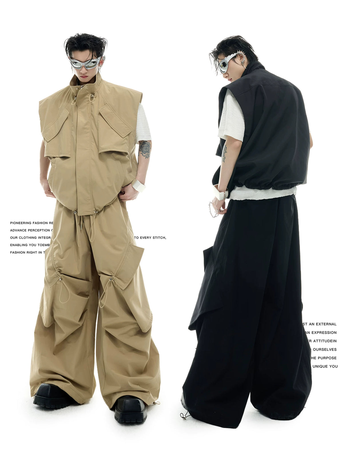 Irregular Drawstring Vest and Bottoms Set - description image 2